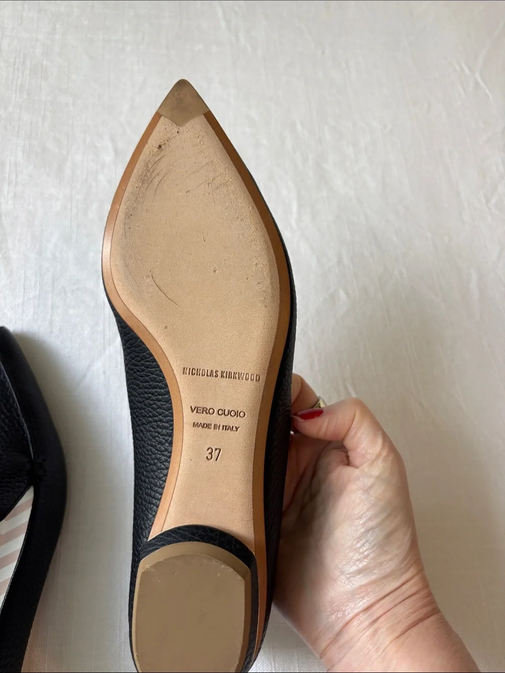 Nicholas Kirkwood Black Pointed Toe Leather Beya Flats